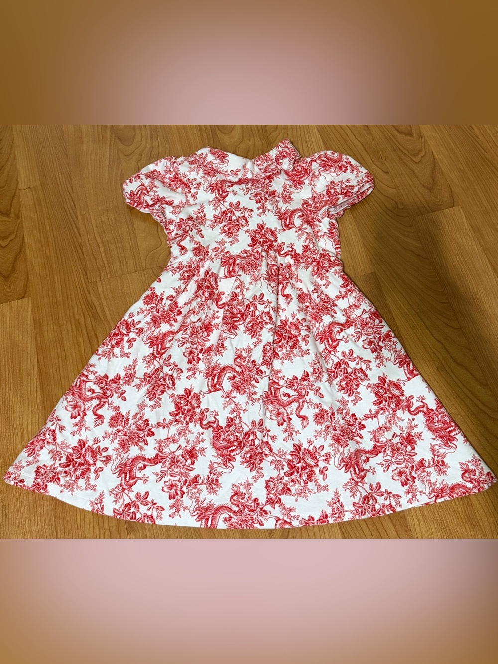 Janie and Jack Girls Size 8 Moto Red Dragon Toile Ponte Dress